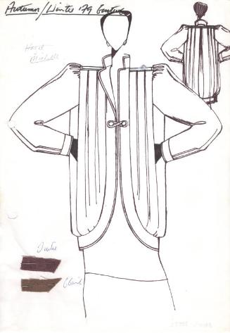 Drawing of Jacket with Fabric Swatches for Autumn/Winter 1979 Couture Collection