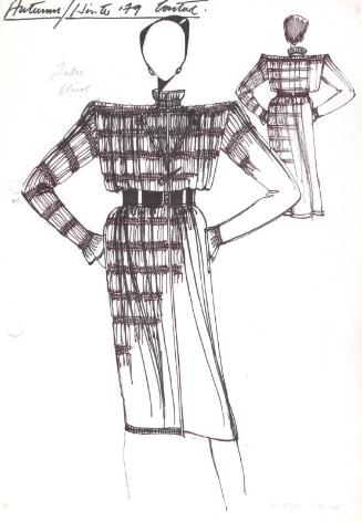 Drawing of Ruched Dress for Autumn/Winter 1979 Couture Collection