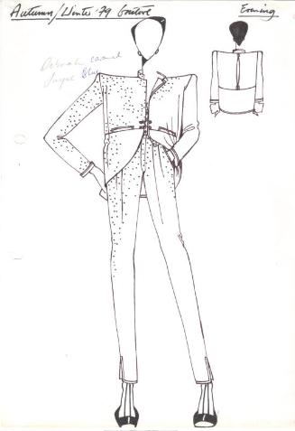 Drawing of Jacket and Trousers for Autumn/Winter 1979 Couture Evening Collection