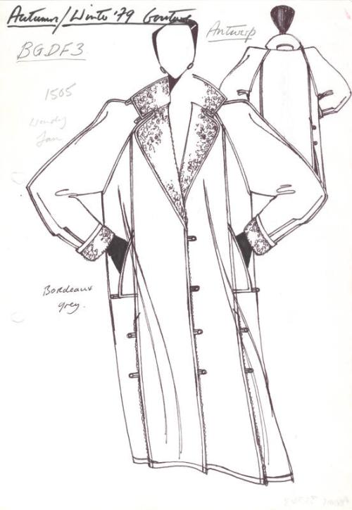 Drawing of Long Shearing Coat for Autumn/Winter 1979 Couture Collection