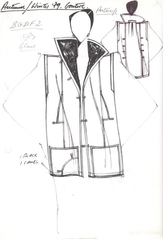 Drawing of Short Coat for Autumn/Winter 1979 Couture Collection