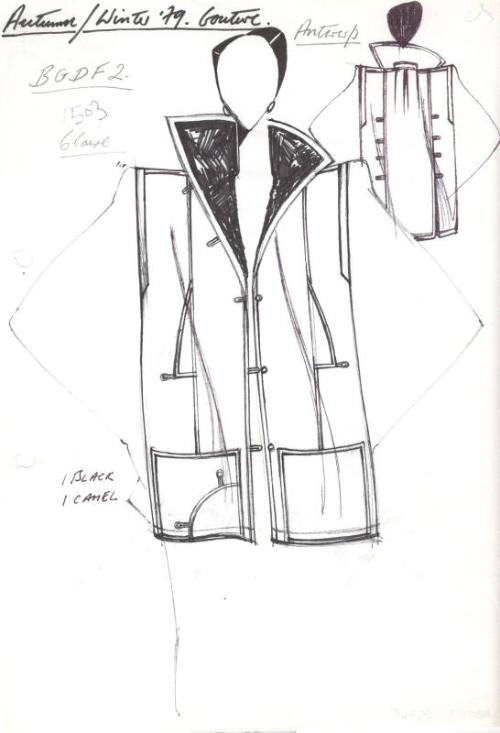 Drawing of Short Coat for Autumn/Winter 1979 Couture Collection