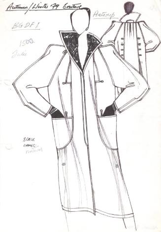 Drawing of Long Coat for Autumn/Winter 1979 Couture Collection