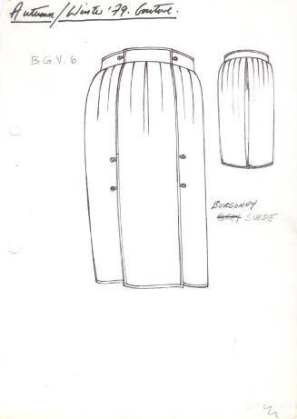 Drawing of Sueded Burgundy Skirt for Autumn/Winter 1979 Couture Collection