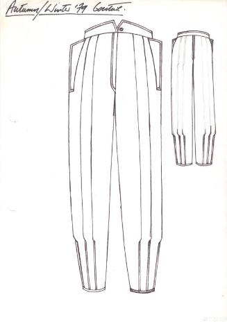 Drawing of Pleated Trousers Tapering at the Ankle for Autumn/Winter 1979 Couture Collection