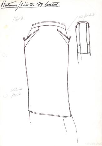 Drawing of Straight Knee-Length Skirt for Autumn/Winter 1979 Couture Collection