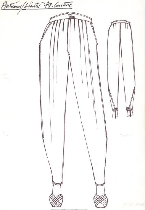 Drawing of Slim-Fitting Straight Trousers for Autumn/Winter 1979 Couture Collection