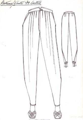 Drawing of Slim-Fitting Straight Trousers for Autumn/Winter 1979 Couture Collection