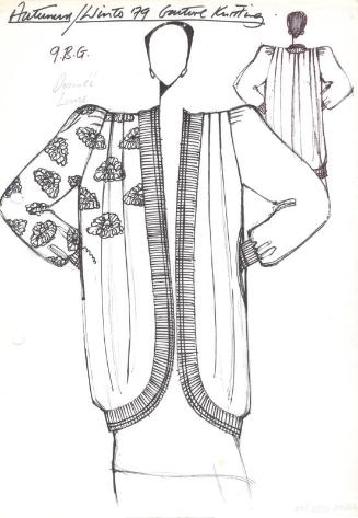 Drawing of Loose Fitting Thigh Length Jacket for Autumn/Winter 1979 Couture Knitting Collection