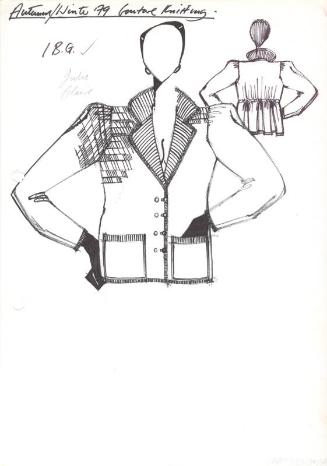 Drawing of Single Breasted Jackets with Two Front Pockets for Autumn/Winter 1979 Couture Knitti…