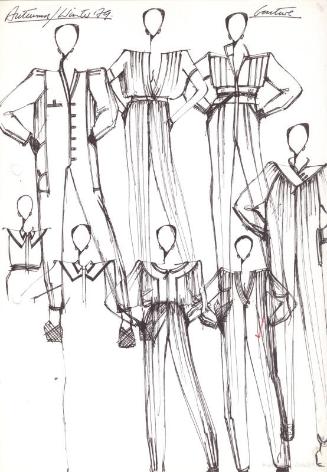 Multidrawing of Jumpsuits for the Autumn/Winter 1979 Couture Collection