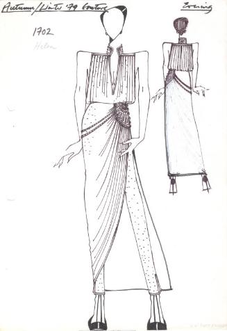 Drawing of Dress and Leggings for the Autumn/Winter 1979 Couture Evening Collection