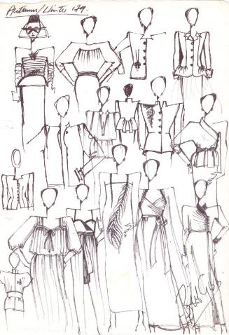 Multidrawing of Dresses, Jackets and Tops for the Autumn/Winter 1979 Collection