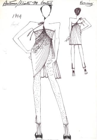 Drawing of Top, Trousers and Wrap for the Autumn/Winter 1979 Couture Evening Collection
