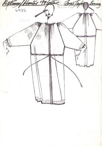 Drawing of Jacket for the Autumn/Winter 1979 Janet Taylor Couture Evening Collection