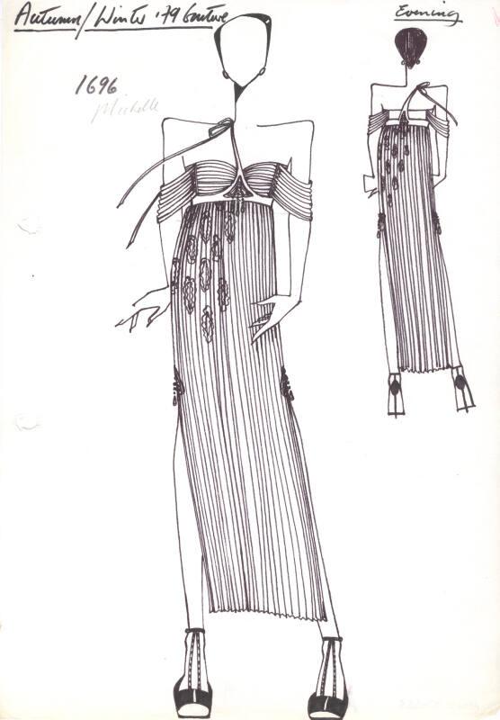 Drawing of Dress for Autumn/Winter 1979 Couture Evening Collection