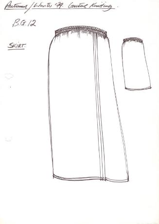 Drawing of Long Straight Skirt for Autumn/Winter 1979 Couture Knitting Collection