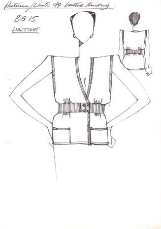 Drawing of Waistcoat with Ribbed Edge Detail for Autumn/Winter 1979 Couture Knitting Collection