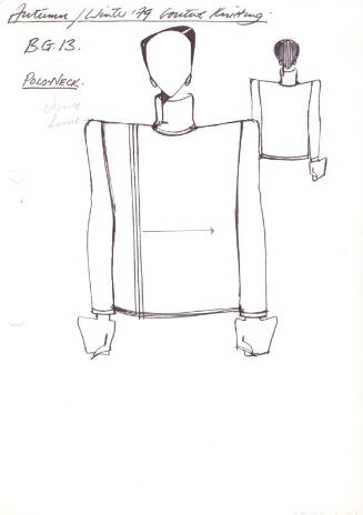 Drawing of Polo-Neck Top for Autumn/Winter 1979 Couture Knitting Collection