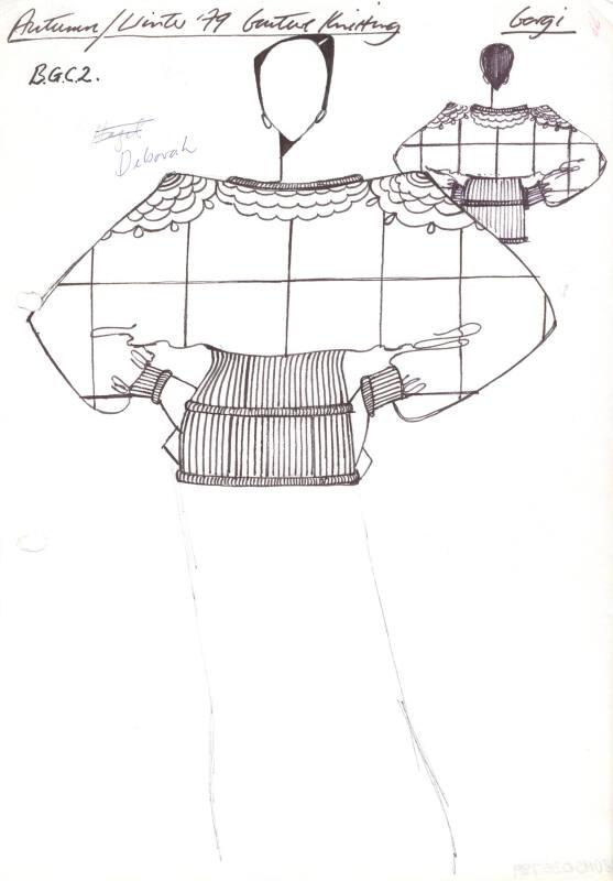 Drawing of Loose Bat-Winged Jumper for Autumn/Winter 1979 Couture Knitting Collection