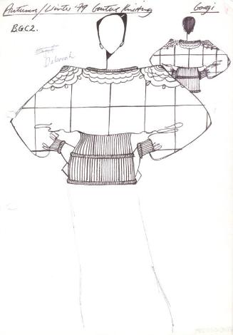 Drawing of Loose Bat-Winged Jumper for Autumn/Winter 1979 Couture Knitting Collection