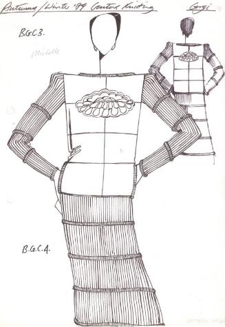 Drawing of Ribbed Skirt with Matching Panelled Jumper for Autumn/Winter 1979 Couture Knitting C…