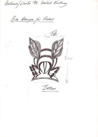 Drawing of Bee Pocket Motif for Autumn/Winter 1979 Couture Knitting Collection
