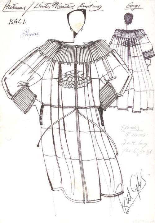 Drawing of Dress Coat for the Autumn/Winter 1979 Couture Knitting Collection