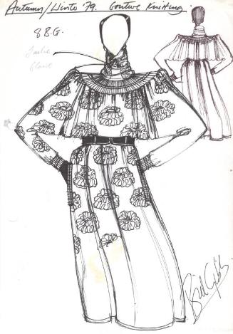 Drawing of Dress for the Autumn/Winter 1979 Couture Knitting Collection