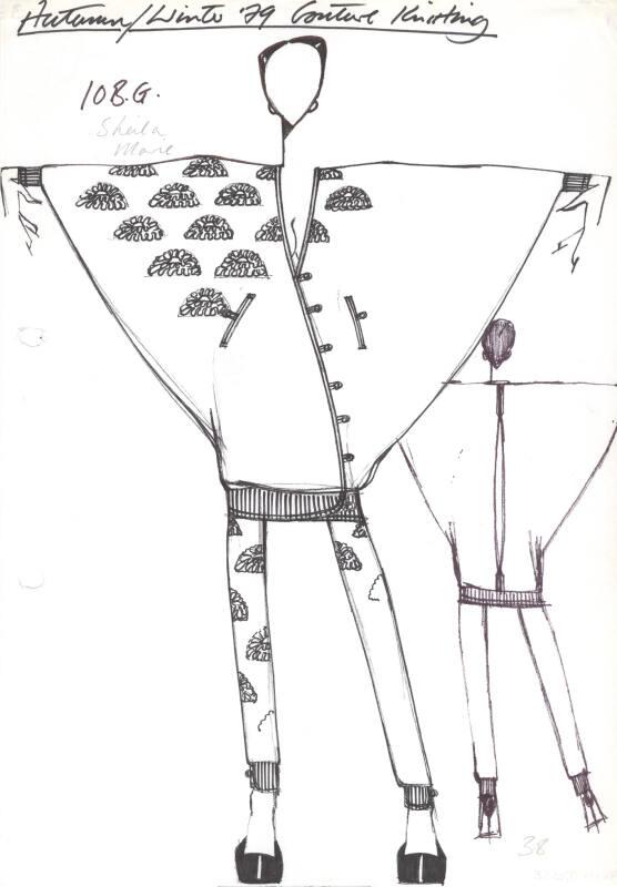 Drawing of Cardigan and Leggings for the Autumn/Winter 1979 Couture Knitting Collection