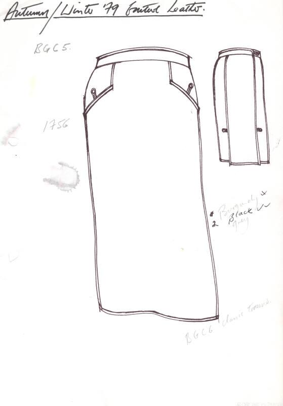 Drawing of Straight Leather Skirt for Autumn/Winter 1979 Couture ...