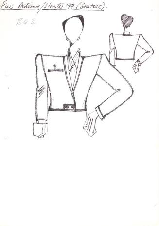Drawing of Short-Fitted Fur Jacket for Autumn/Winter 1979 Couture Fur Collection