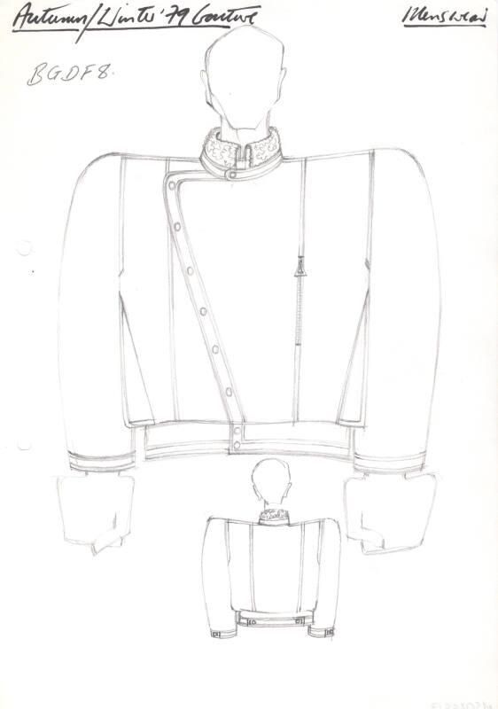 Drawing of Gents Short Blouson Jacket  for Autumn/Winter 1979 Couture Menswear Collection