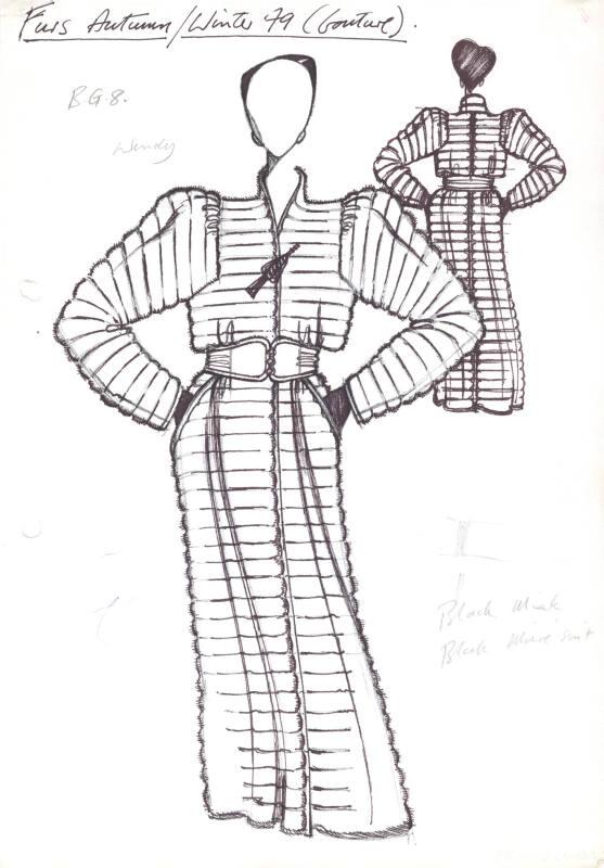 Drawing of Coat for the Autumn/Winter 1979 Couture Fur Collection