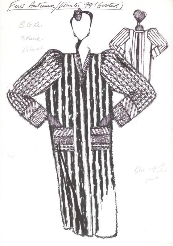 Drawing of Coat for the Autumn/Winter 1979 Couture Fur Collection