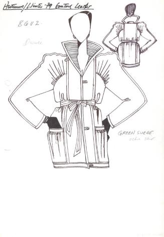 Drawing of Jacket for the Autumn/Winter 1979 Couture Leather Collection