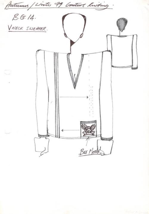 Drawing of Jumper for the Autumn/Winter 1979 Couture Knitting Collection