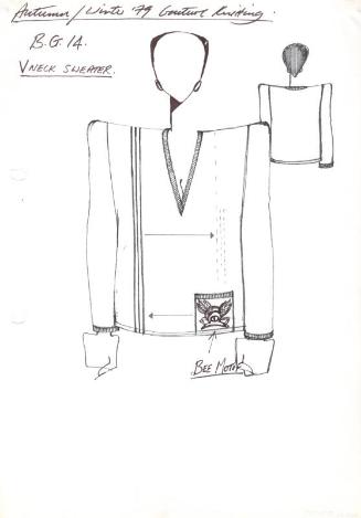 Drawing of Jumper for the Autumn/Winter 1979 Couture Knitting Collection
