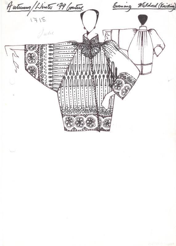 Drawing of Knitted Jacket for the Autumn/Winter 1979 Mildred Boulton Couture Evening Knitwear C…