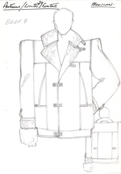 Drawing of Gents Hip-Length Jacket with High Collar for Autumn/Winter ...