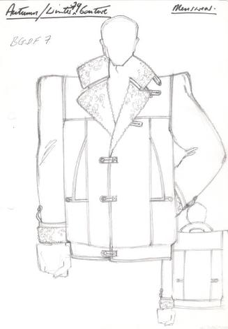 Drawing of Gents Hip-Length Jacket with High Collar for Autumn/Winter 1979 Couture Menswear Col…