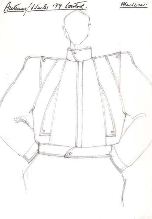 Drawing of Gents Short-Fitted Jacket for Autumn/Winter 1979 Couture Menswear Collection