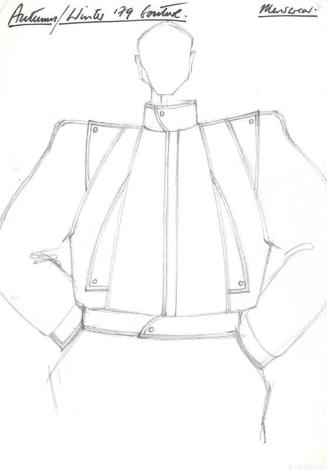 Drawing of Gents Short-Fitted Jacket for Autumn/Winter 1979 Couture Menswear Collection