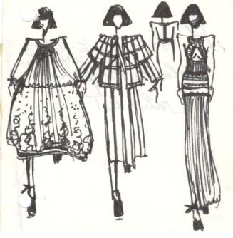 Drawing of Dresses and Suit