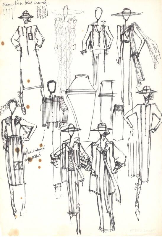 Drawing of Dresses and Jackets