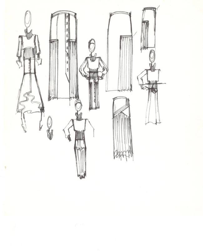 Multidrawing of Jumper and Skirt Suits