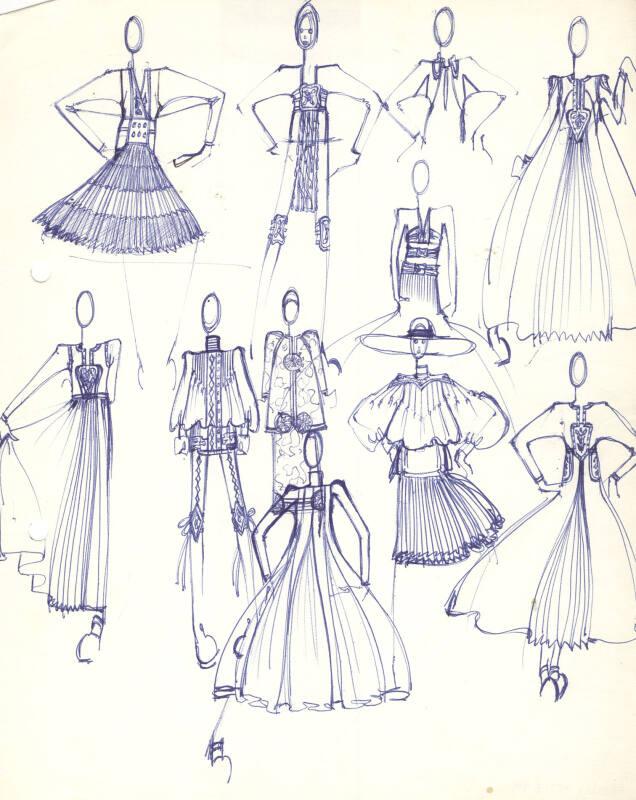 Multidrawing of Dresses and Suits