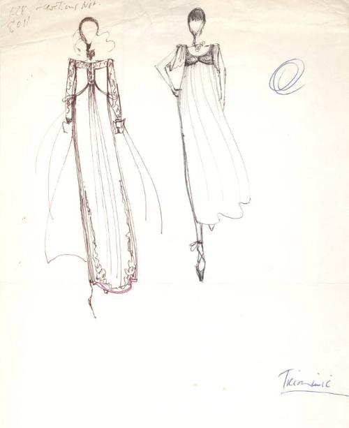 Drawing of Evening Dresses