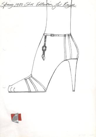Drawing of Red and Silver Sandal for Spring 1980 Collection