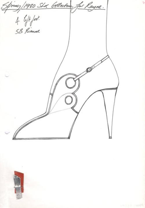 Drawing of Red and Silver Mule for Spring 1980 Collection